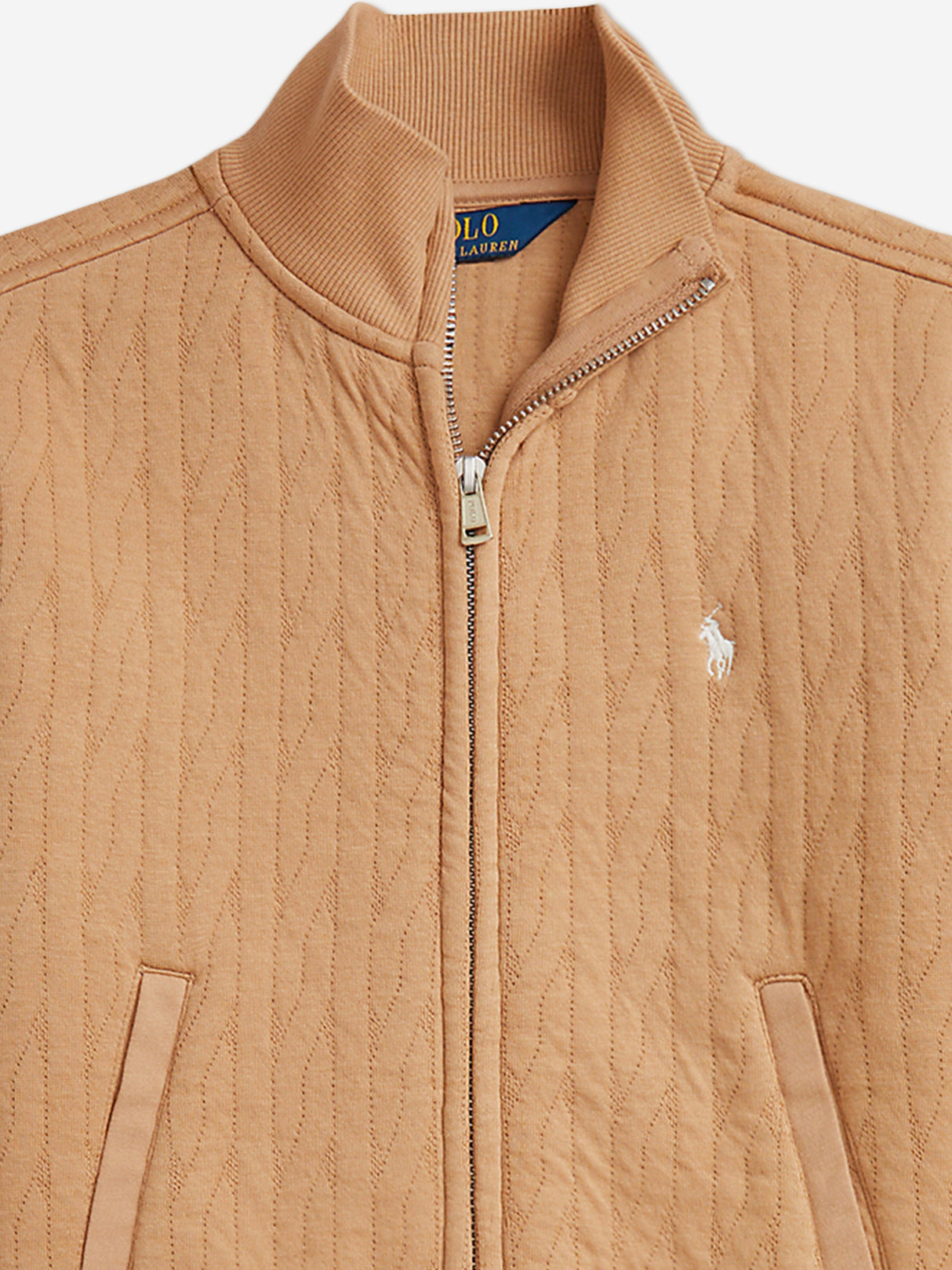 Ralph Lauren Girls Cable Jacquard Zip Up in Beige