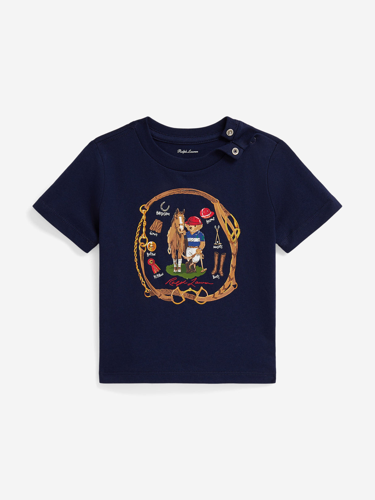 Ralph Lauren Baby Boys Equestrian Bear T-Shirt in Navy