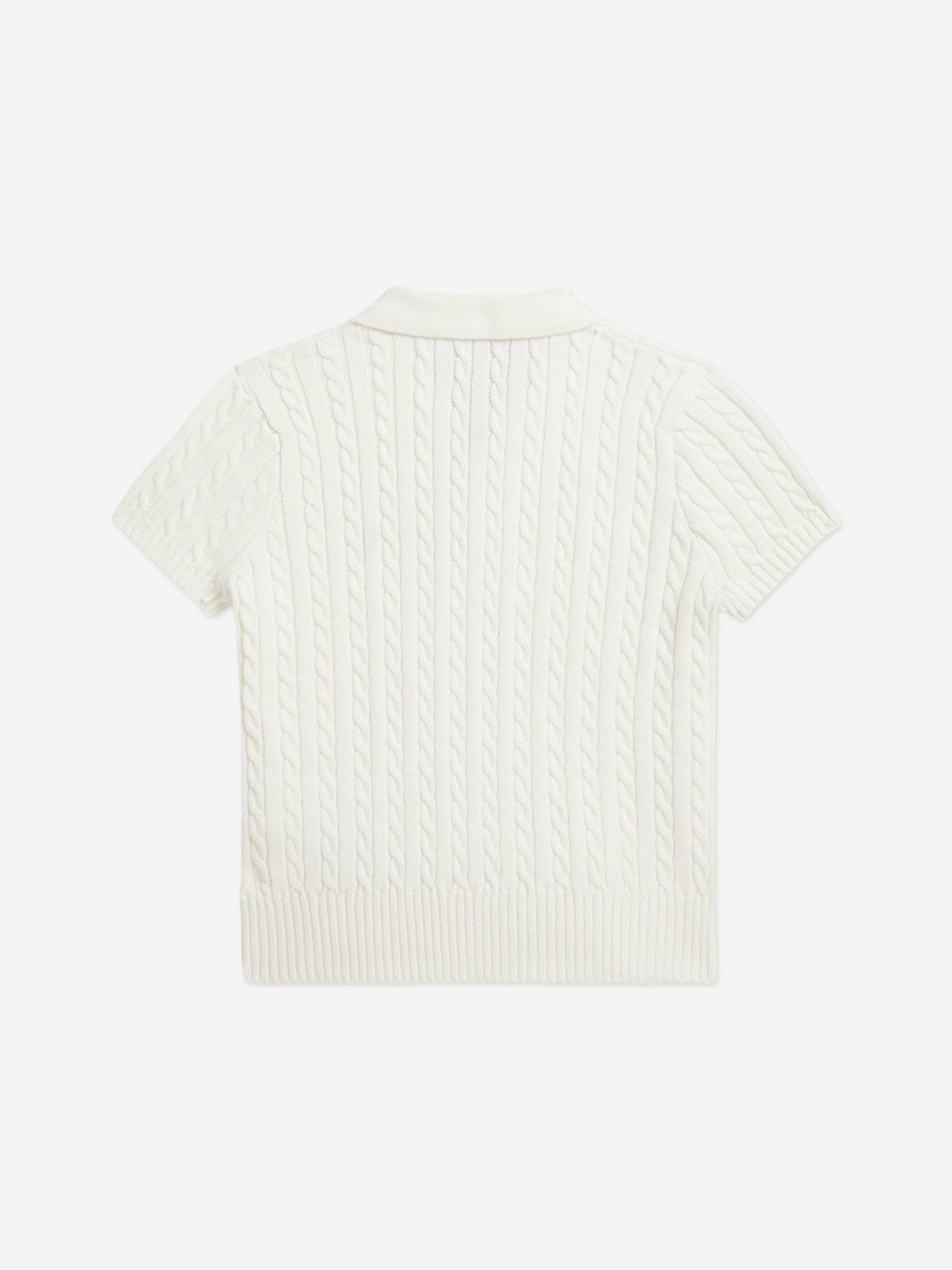 Ralph Lauren Girls Cable Knit Polo Shirt in White