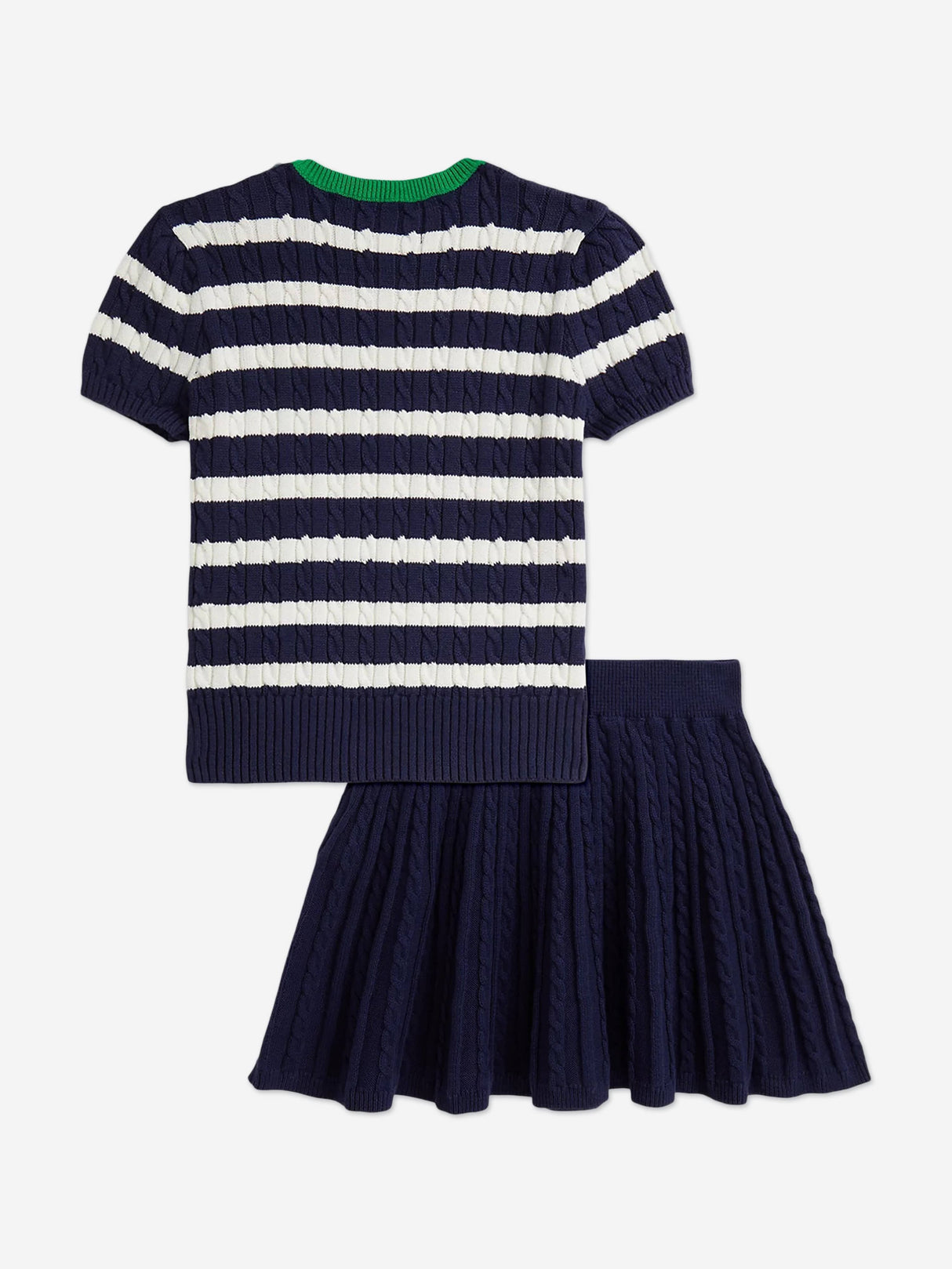 Ralph Lauren Girls Mini Cable Knit Skirt Set in Navy