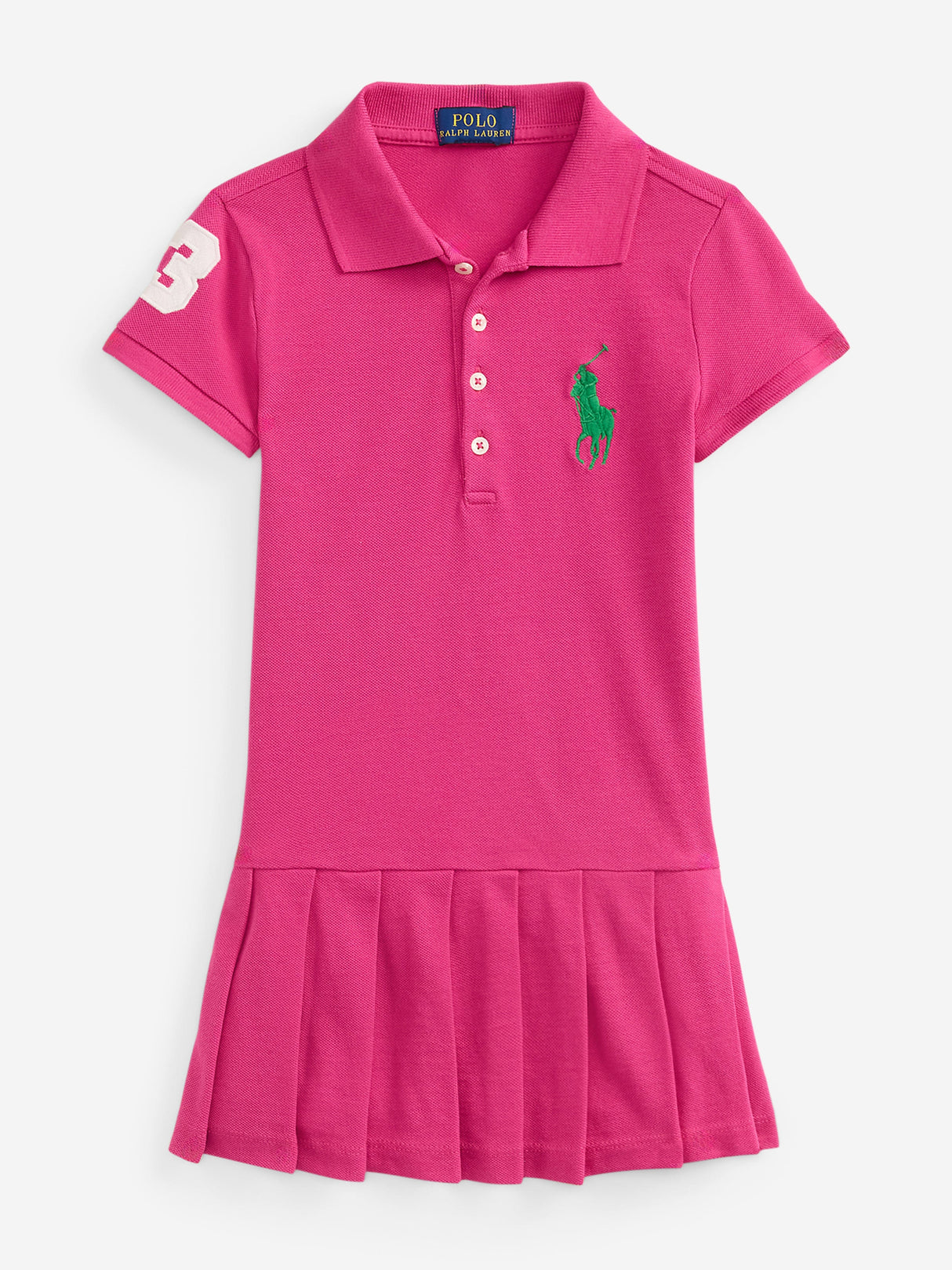 Ralph Lauren Girls Pleated Polo Dress in Pink