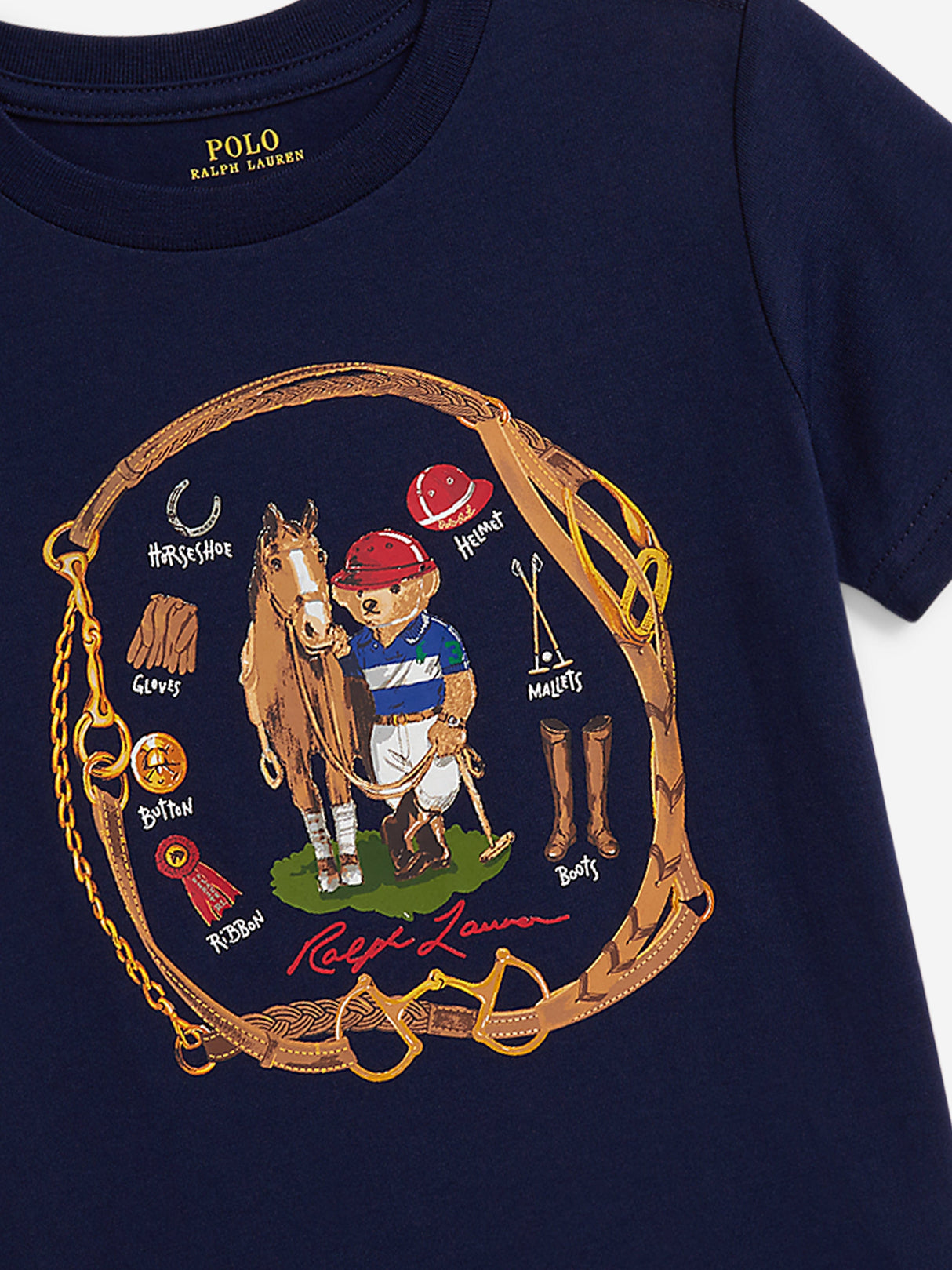 Ralph Lauren Boys Equestrian Bear T-Shirt in Navy