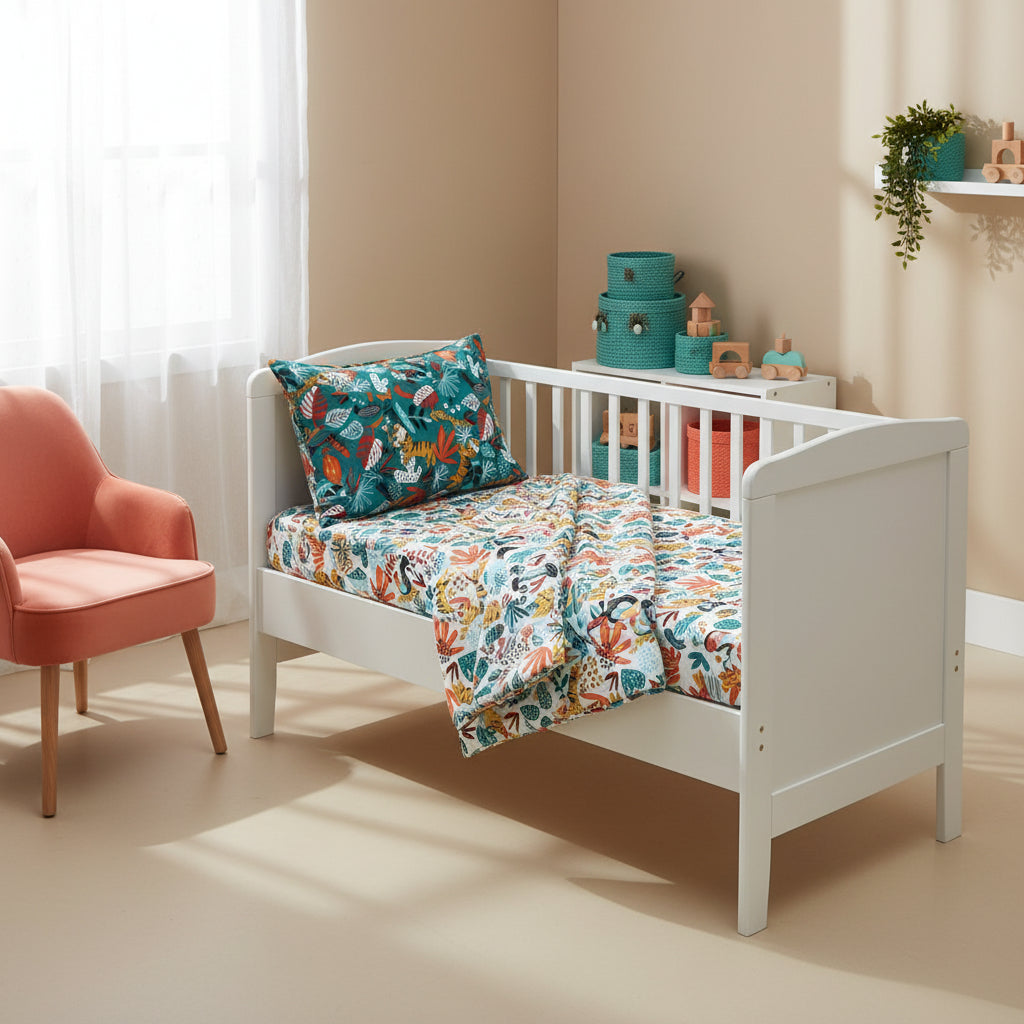 Rainforest Organic Cotton Toddler 3 Piece All-in-One 4.0 Tog Quilt Bedding Set with Bumper