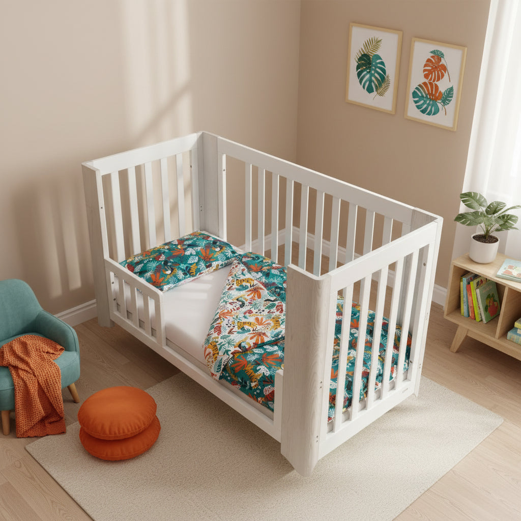 Rainforest Organic Cotton Toddler 3 Piece All-in-One 4.0 Tog Quilt Bedding Set with Bumper