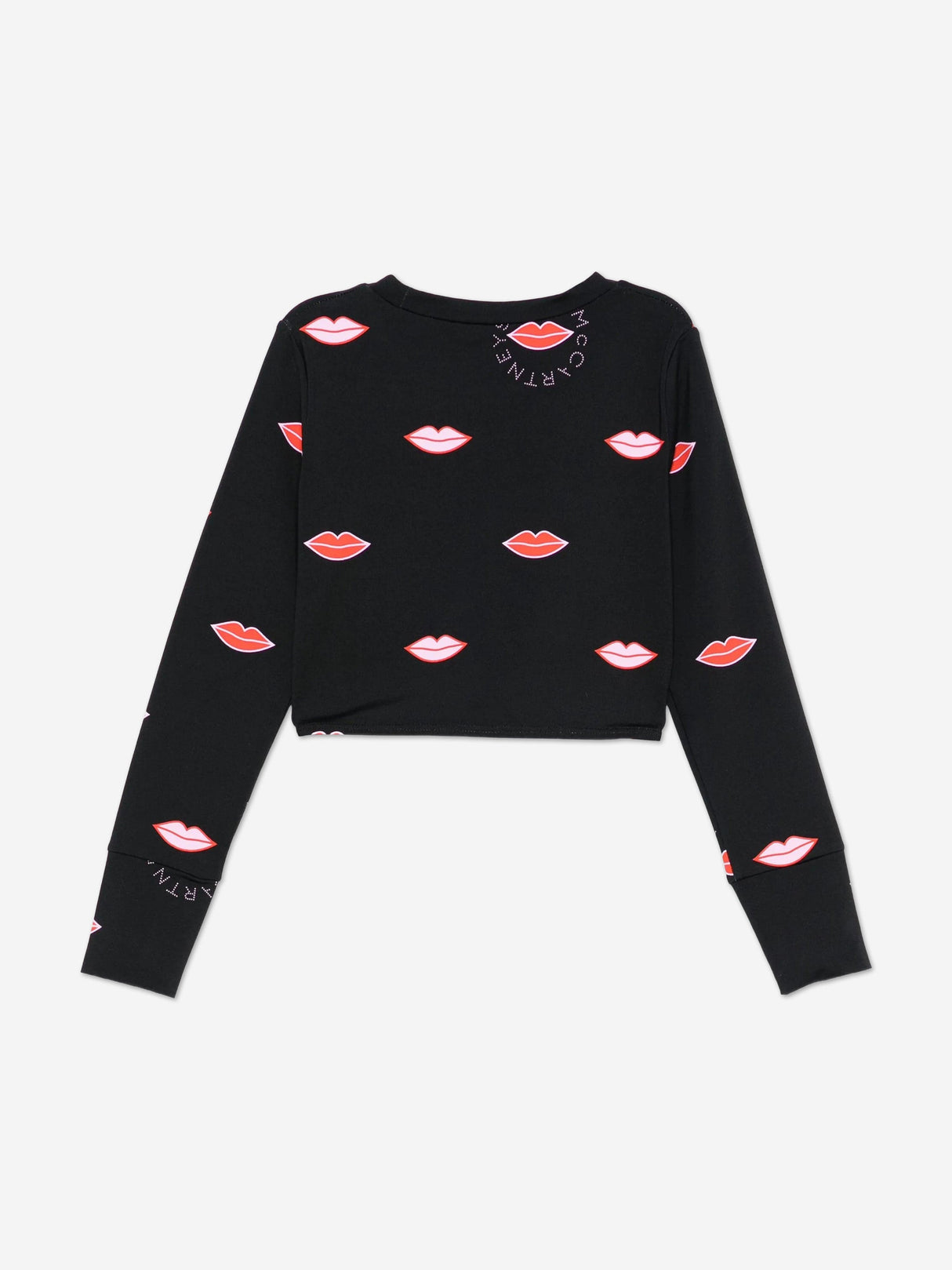 Stella McCartney Girls Long Sleeve Lips AOP Top in Black