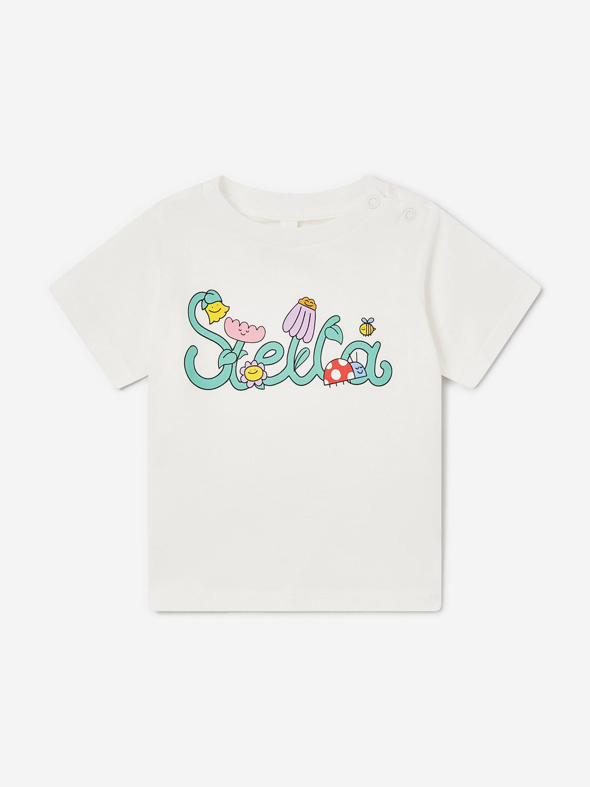 Stella McCartney Baby Girls Flower Logo T-Shirt in Ivory