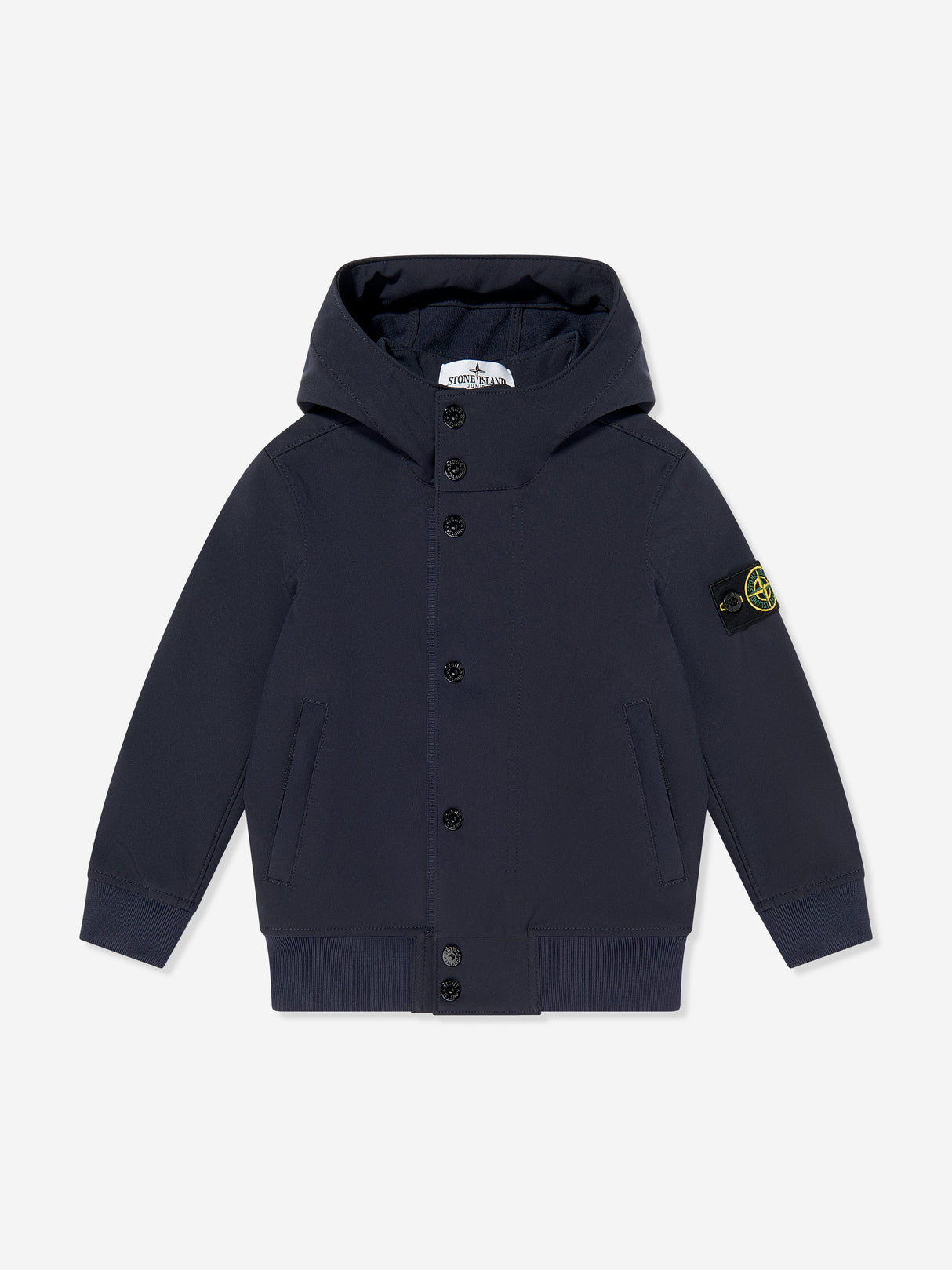 Stone Island Boy Hooded Bomber Jacket in Navy