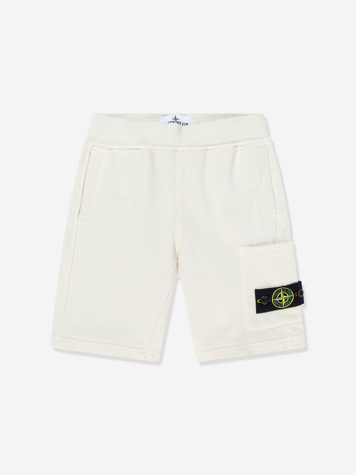 Stone Island Boys Logo Pocket Shorts in Ivory