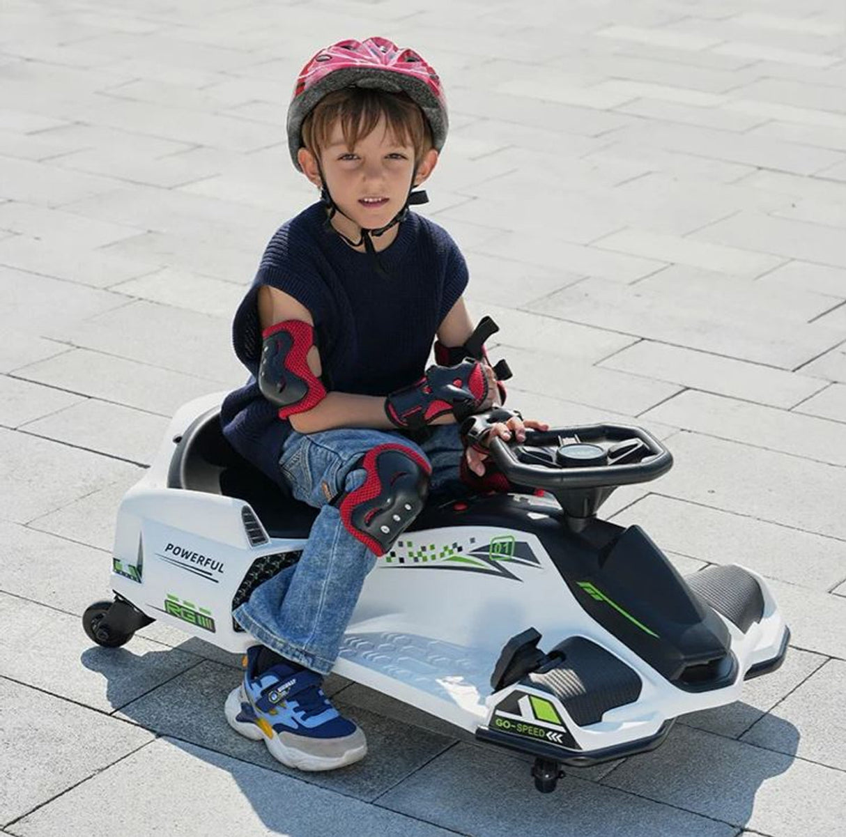 Drift Rider 360 24V Electric Go Kart White with EVA Rubber Wheels, White, 3-11 years