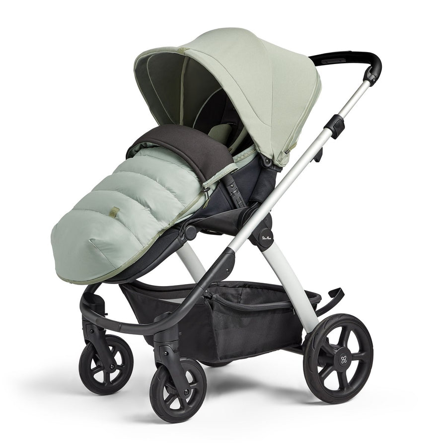Silver Cross Tide 3-in-1 Dream Travel System + Free Accessories Pack Bundle, Sage on Silver