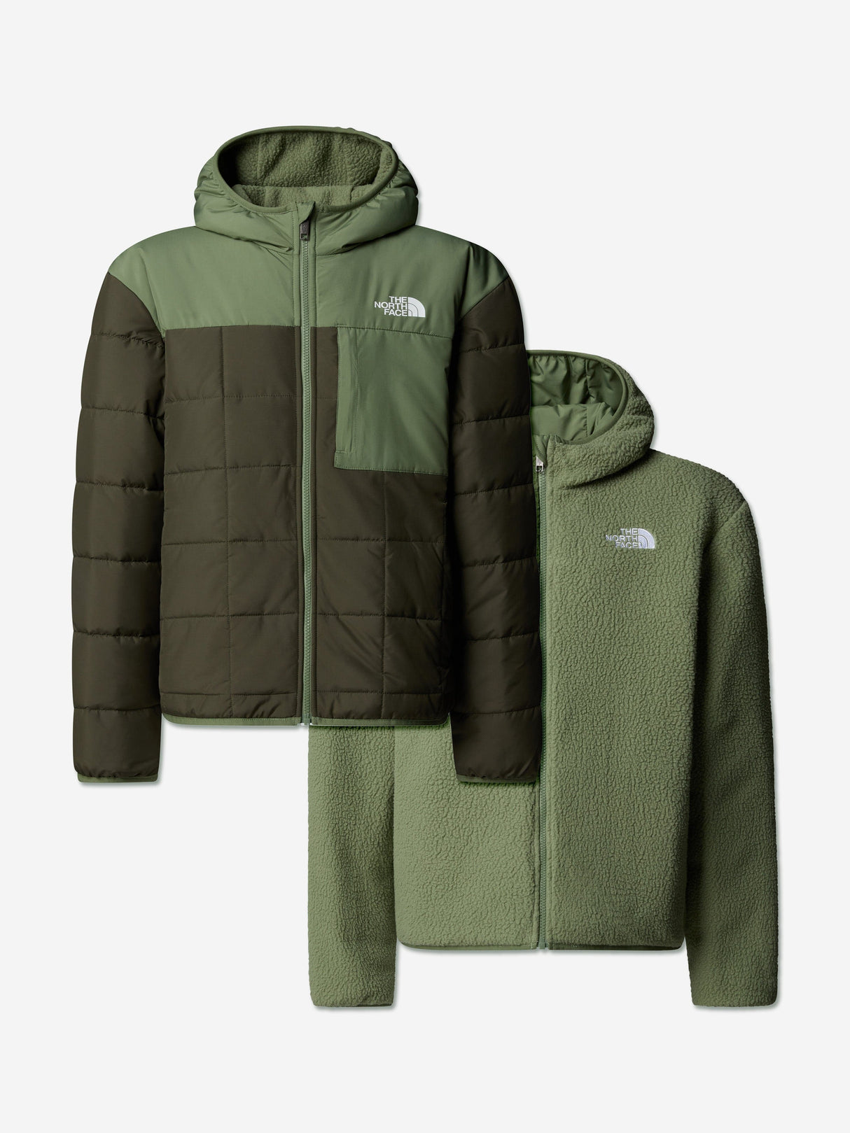 The North Face Boys Reversible Shasta Hooded Jacket in Green