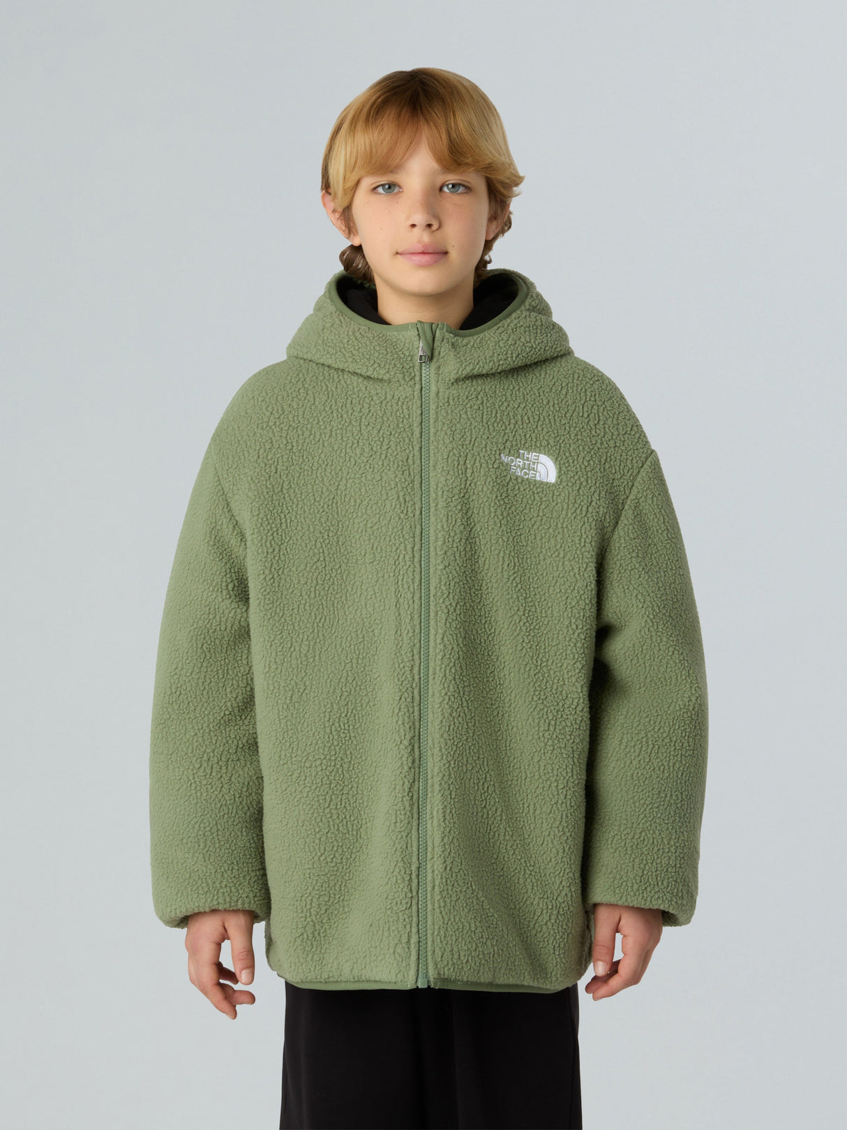 The North Face Boys Reversible Shasta Hooded Jacket in Green