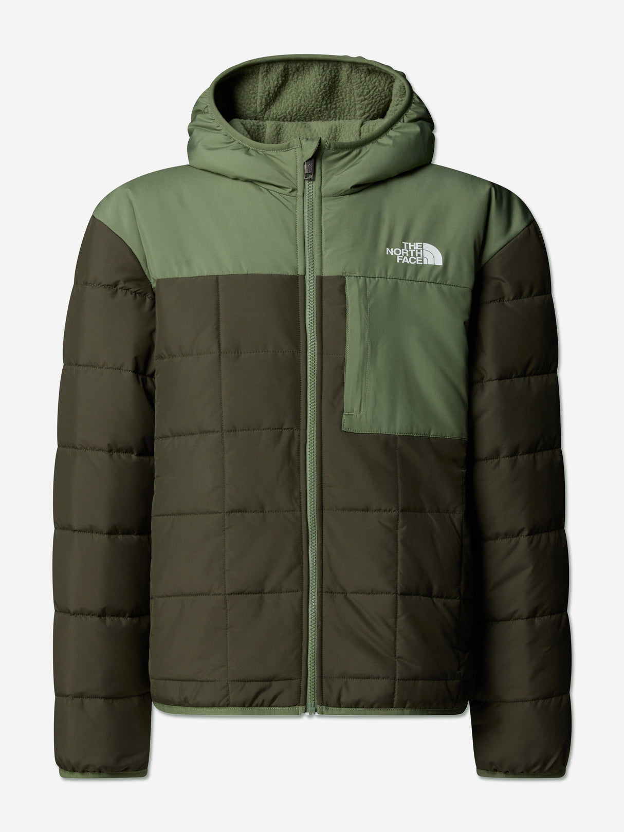 The North Face Boys Reversible Shasta Hooded Jacket in Green