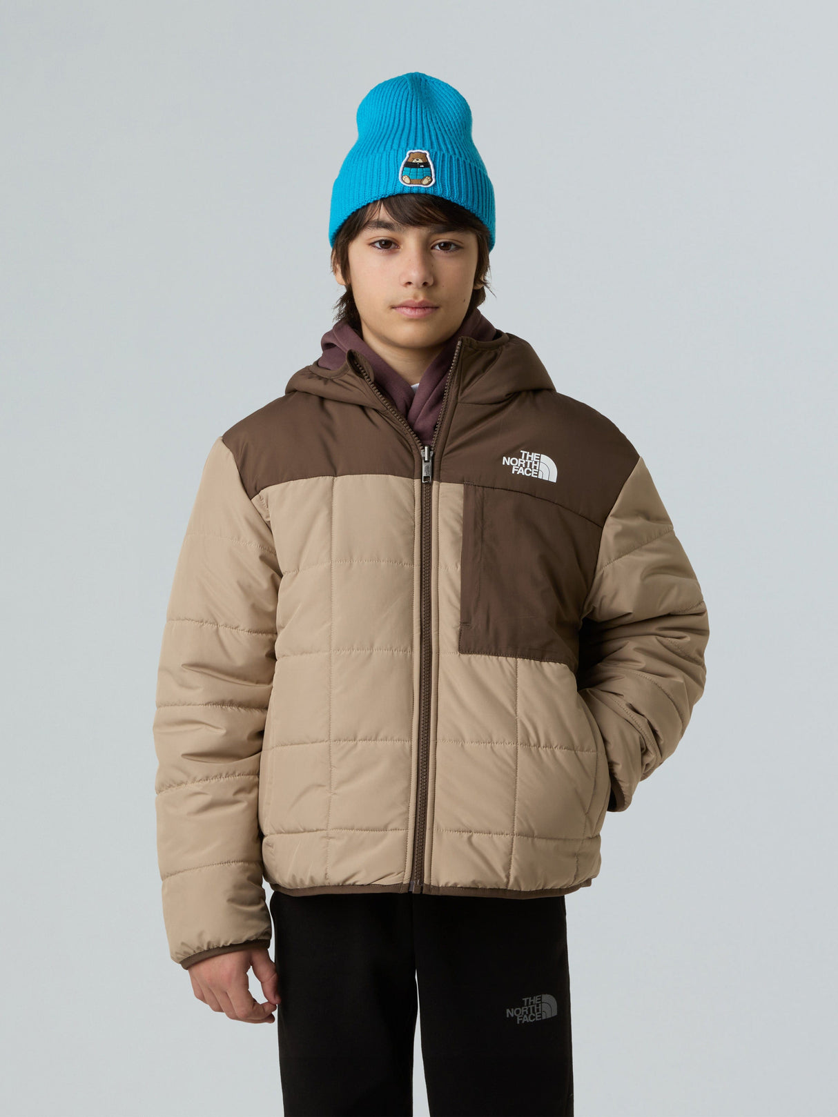 The North Face Boys Reversible Shasta Hooded Jacket in Beige