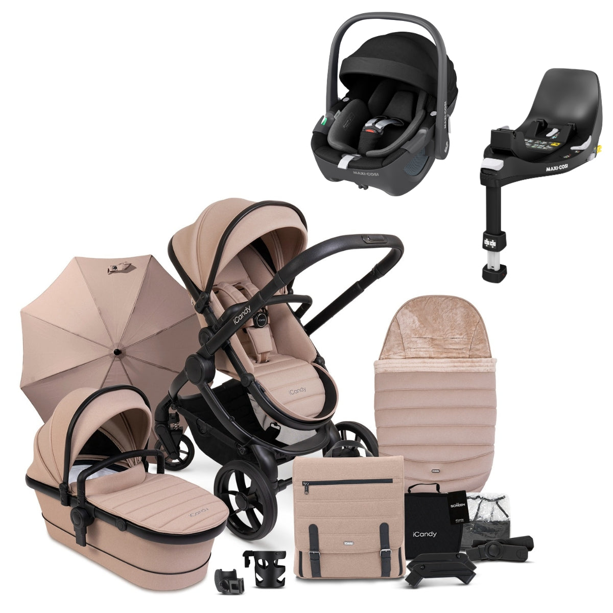 iCandy Peach 7 Complete Bundle with Pebble 360 Car Seat, Cookie