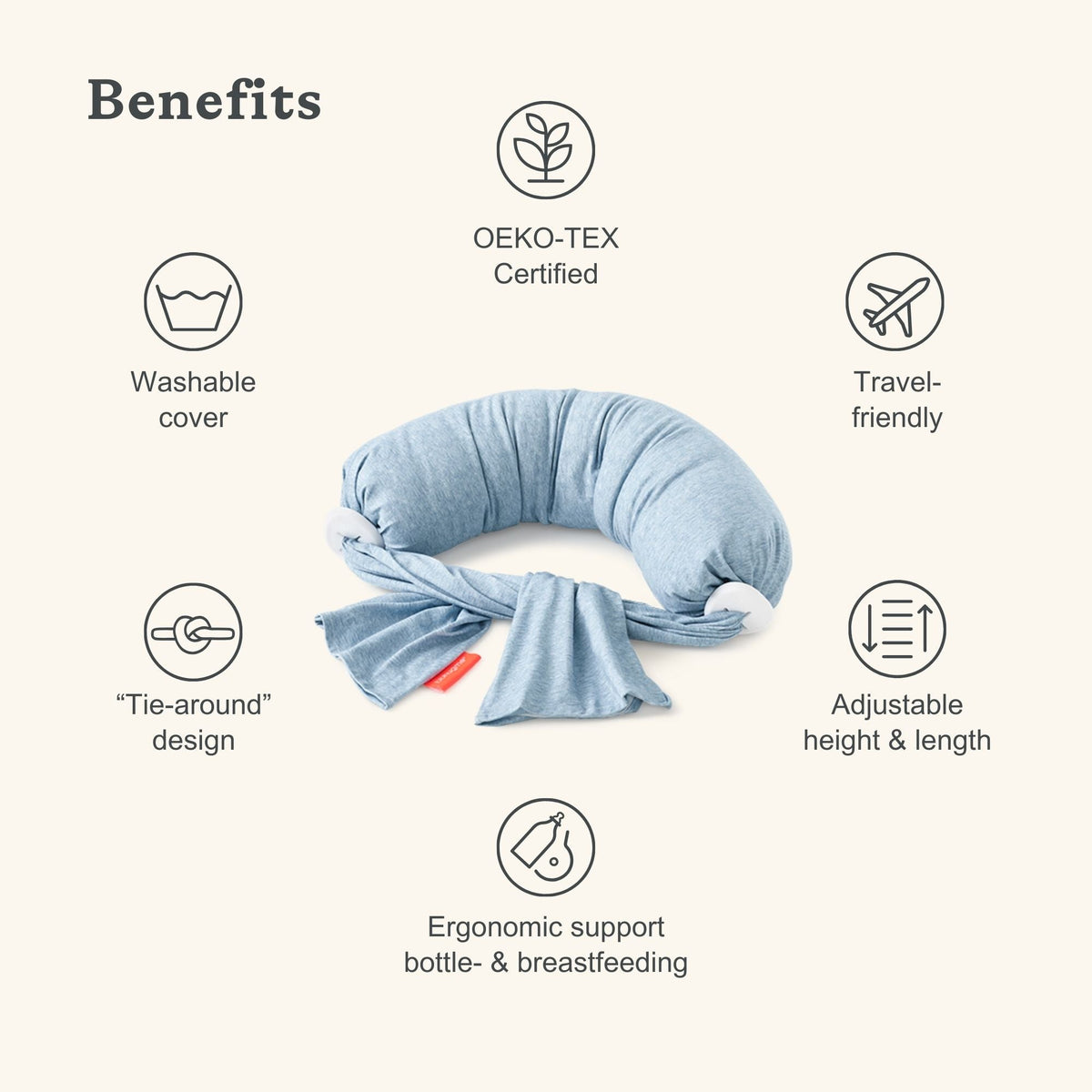 bbhugme Nursing Pillow Replacement Cover - Seashell Beige