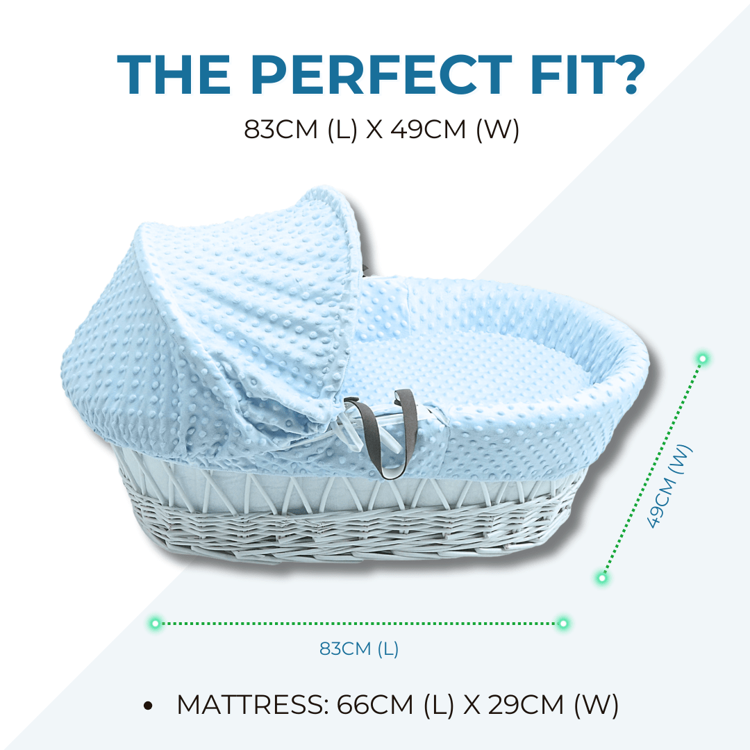Grey Waffle White Wicker Baby Moses Basket With Stand