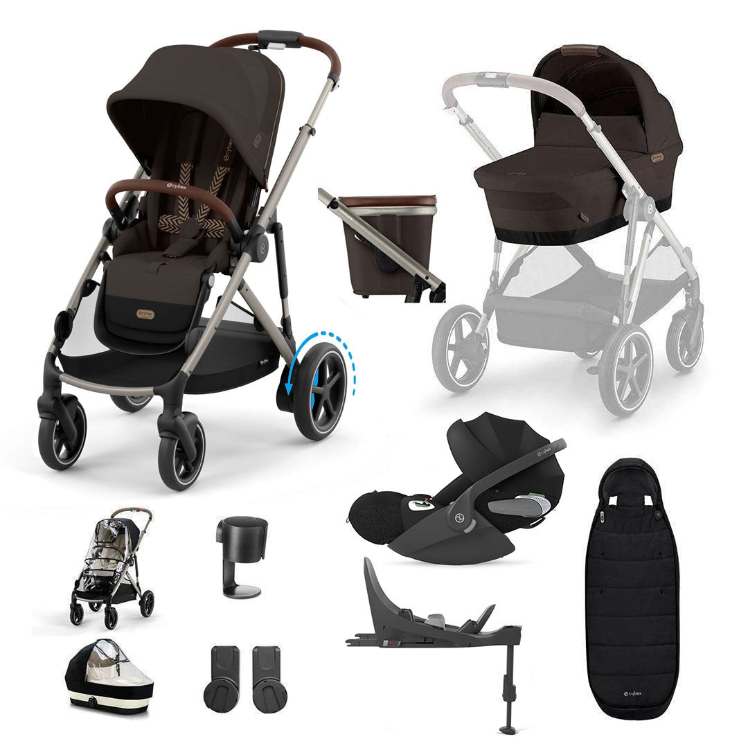 Cybex e-Gazelle S 11 Piece Electric Pushchair Bundle with Cloud T Car Seat & Base