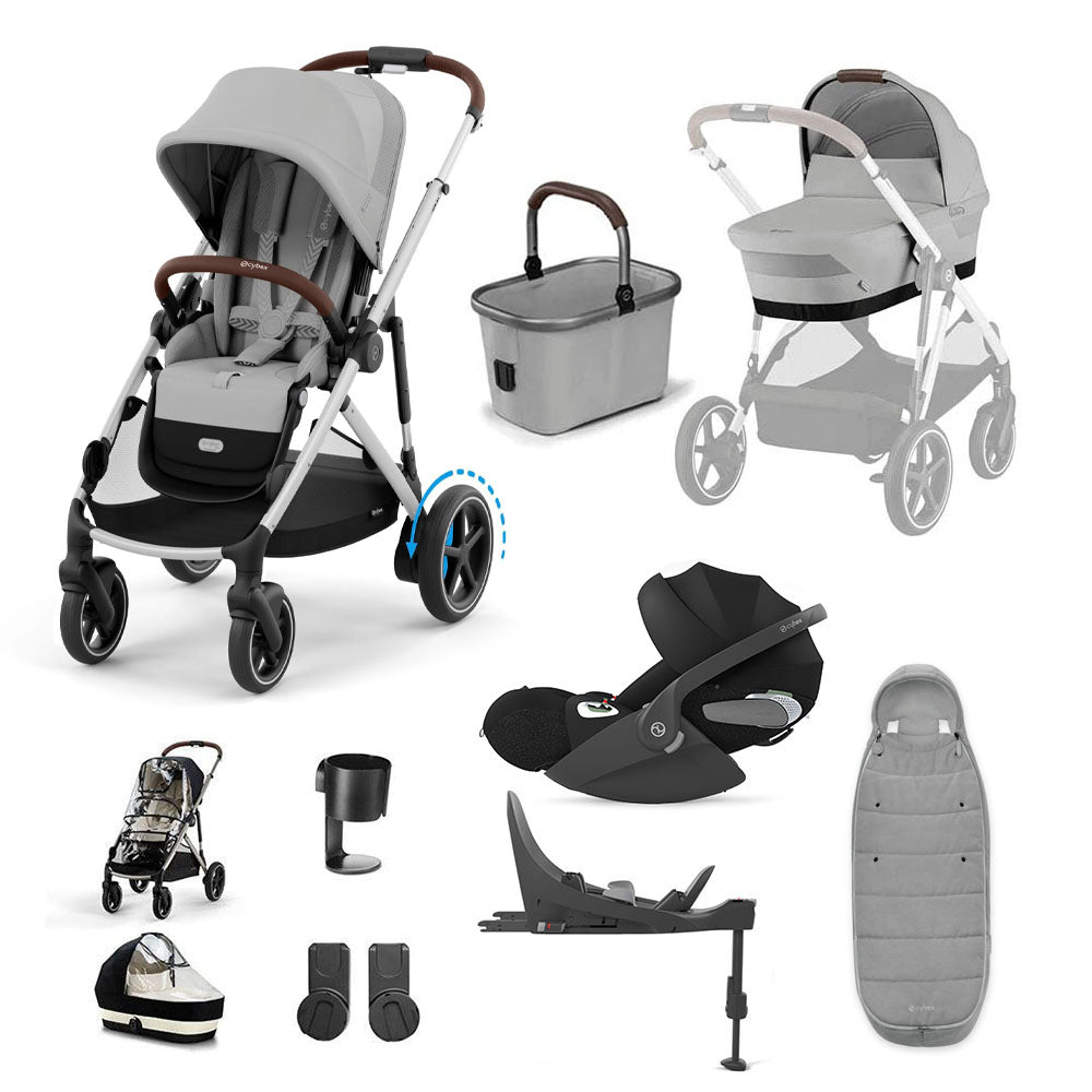 Cybex e-Gazelle S 11 Piece Electric Pushchair Bundle with Cloud T Car Seat & Base