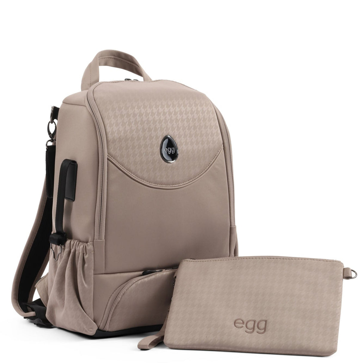 Egg 3 Premium Travel System Bundle in SE Houndstooth Almond, With Car Seat & Base.