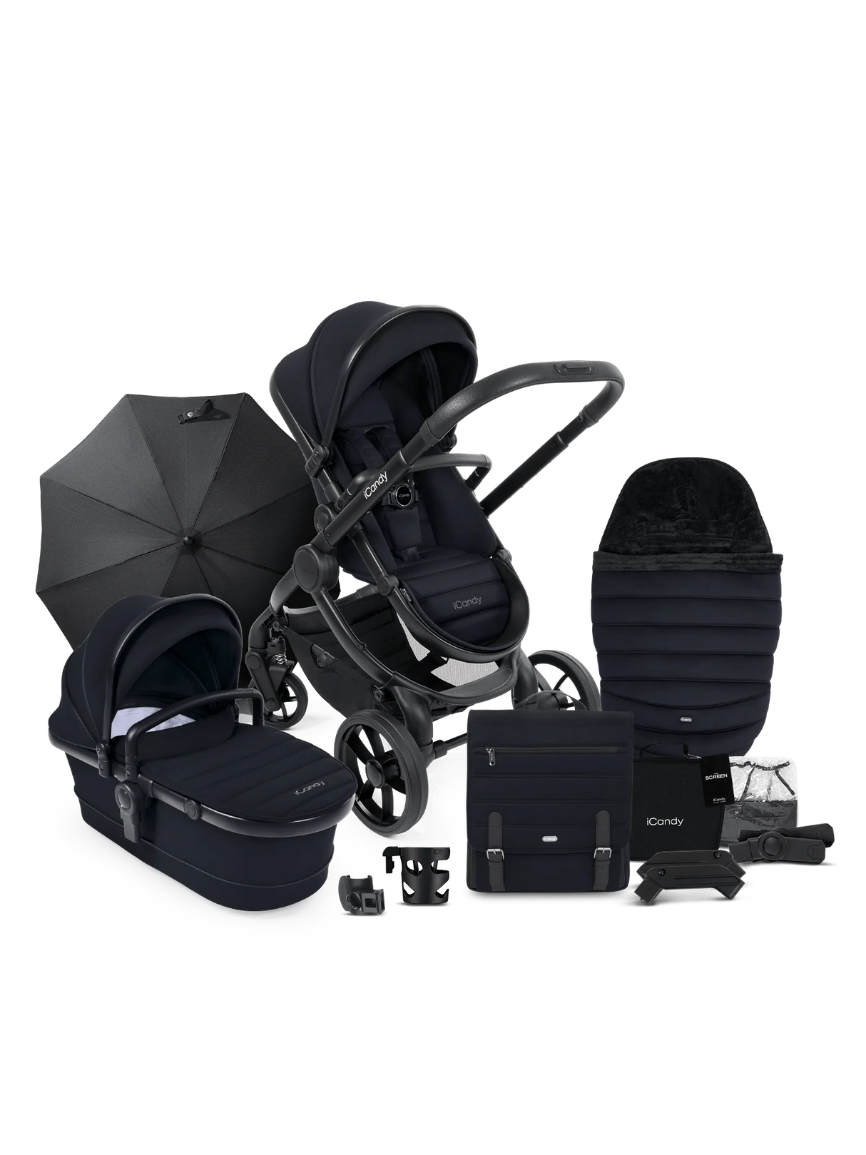 iCandy Peach 7 Pushchair and Carrycot Complete Bundle, Black