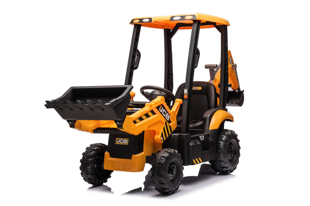 JCB 12V Electric Ride-On Digger Tractor with Trailer & Backhoe, 3-8 years