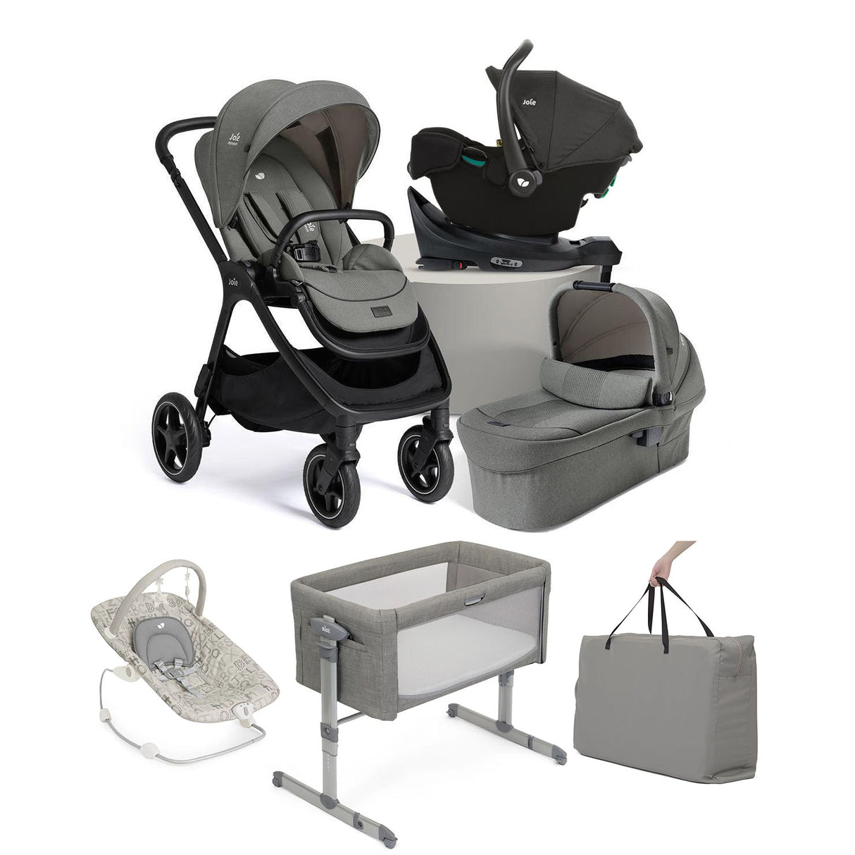 Joie Finiti Flex 4in1 Travel Ready with i-Snug 2 Essential Travel & Nursery Bundle