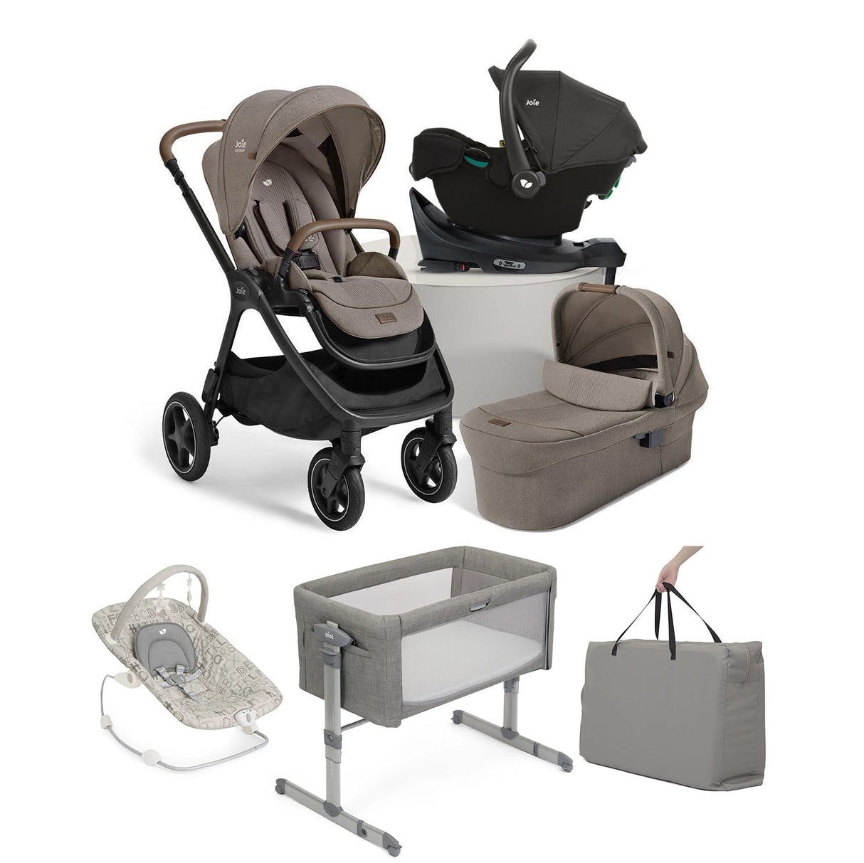 Joie Finiti Flex 4in1 Travel Ready with i-Snug 2 Essential Travel & Nursery Bundle
