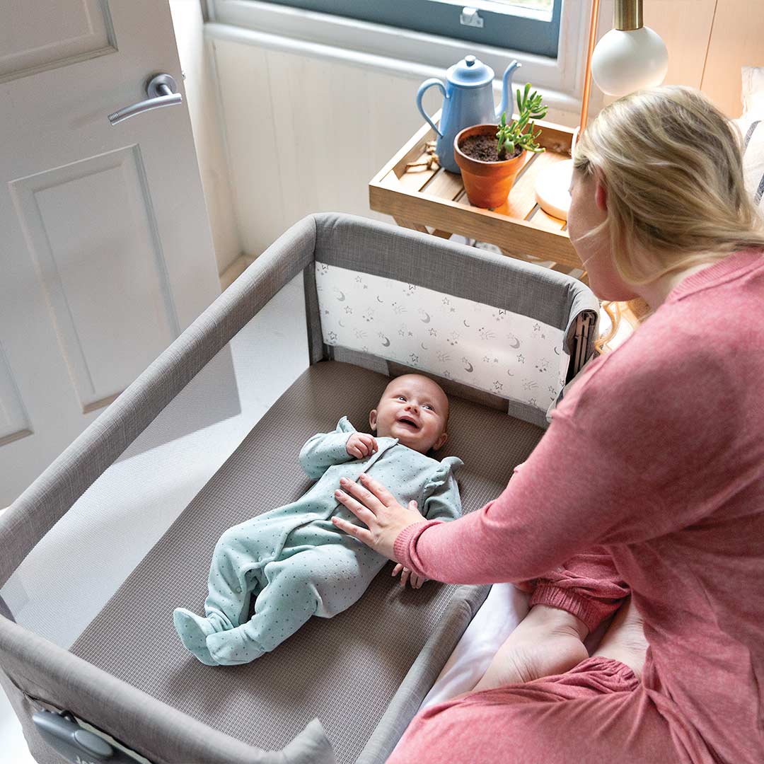 Joie Roomie Glide Co-Sleeper Bedside Crib - Foggy Grey