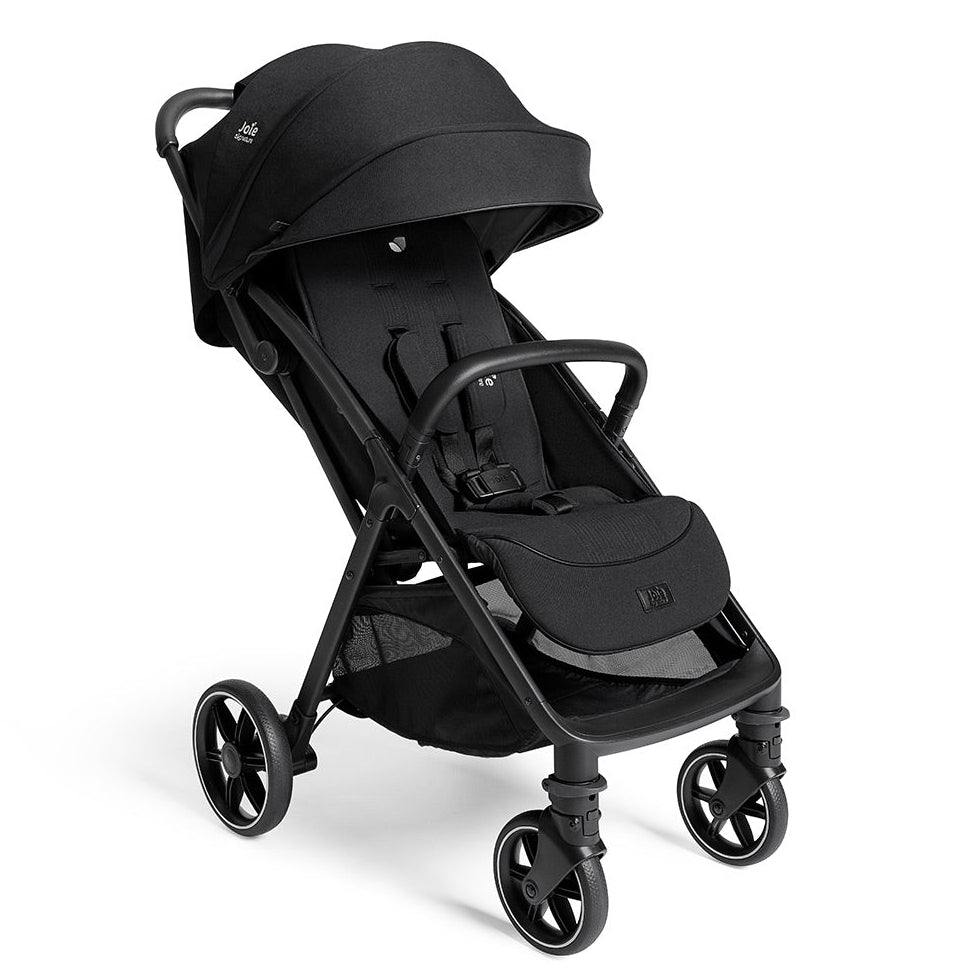 Black stroller on a white background