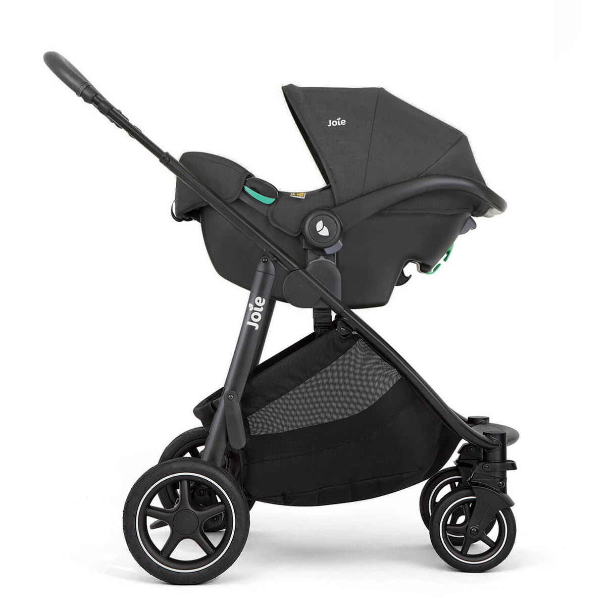 Joie Versatrax On-The-Go Encore 4 Piece Travel System Bundle With Rotating Car Seat, Raven
