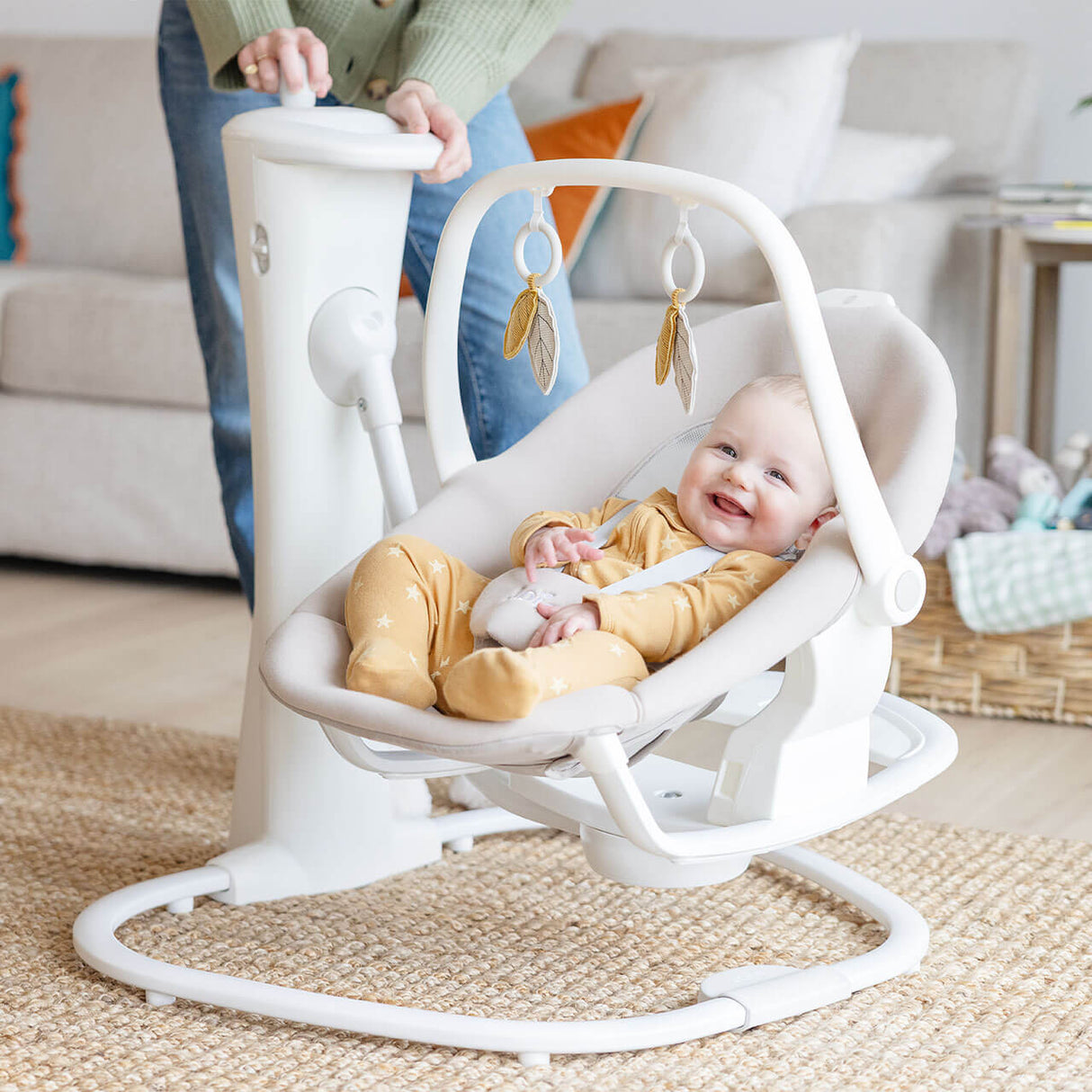 Joie Whimsy Wind-Up 2-In-1 Baby Swing & Rocker, Almond