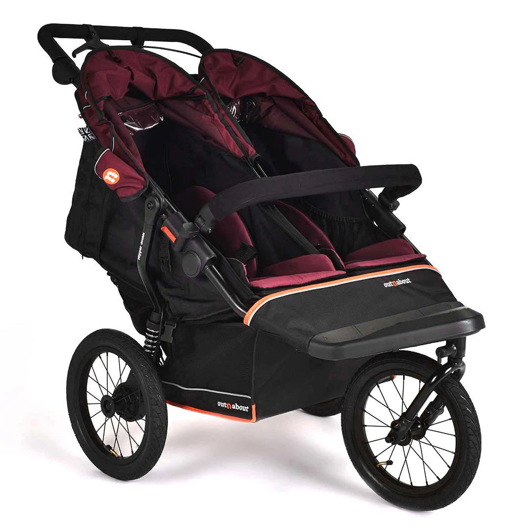 Out 'n' About Nipper Double V6 Plus All-Terrain Pushchair - Brambleberry Red