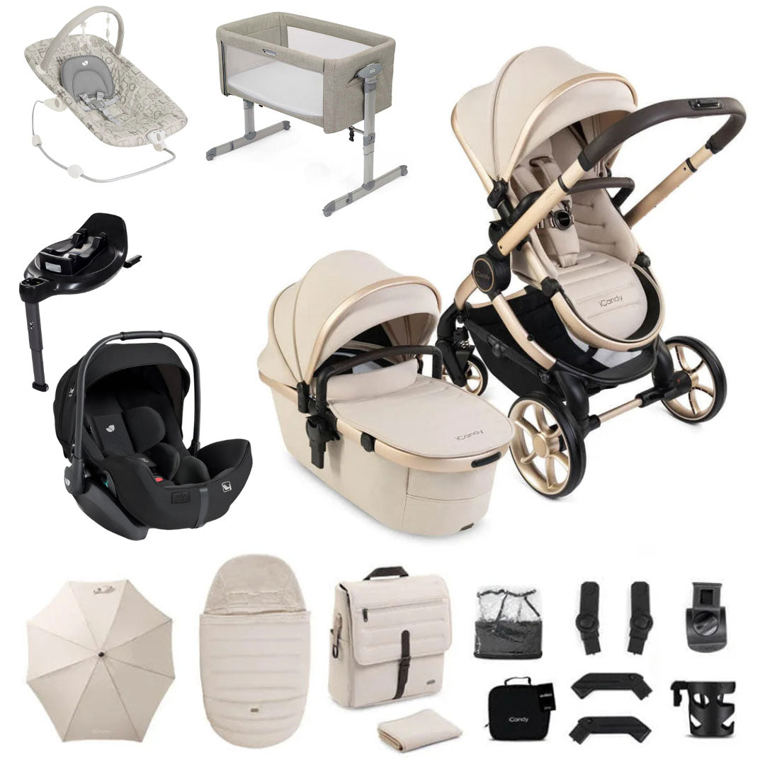 iCandy Peach 8 Essential Bundle with Joie i-Level Pro & Rotating Base