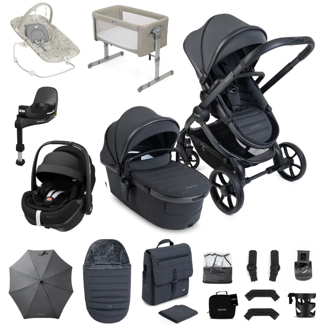 iCandy Peach 8 Premium Bundle with Maxi-Cosi Pebble Slide Pro Lie-Flat Car Seat & Sliding ISOFIX Base