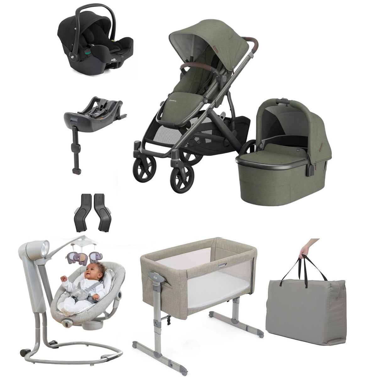 UPPAbaby Vista V3 Essential Pram & Nursery Bundle with Joie i-Snug 2 & Base