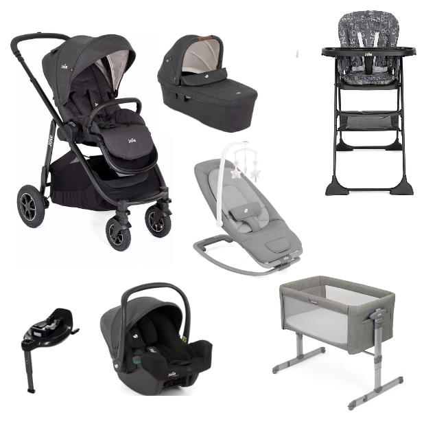 Joie Versatrax On the Go Encore 7-Piece Travel System & Nursery Bundle, Shale