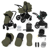 Ickle Bubba Stomp Luxe 12 Piece Travel System with i-Size Nimbus 180° Spin Car Seat & ISOFIX Base