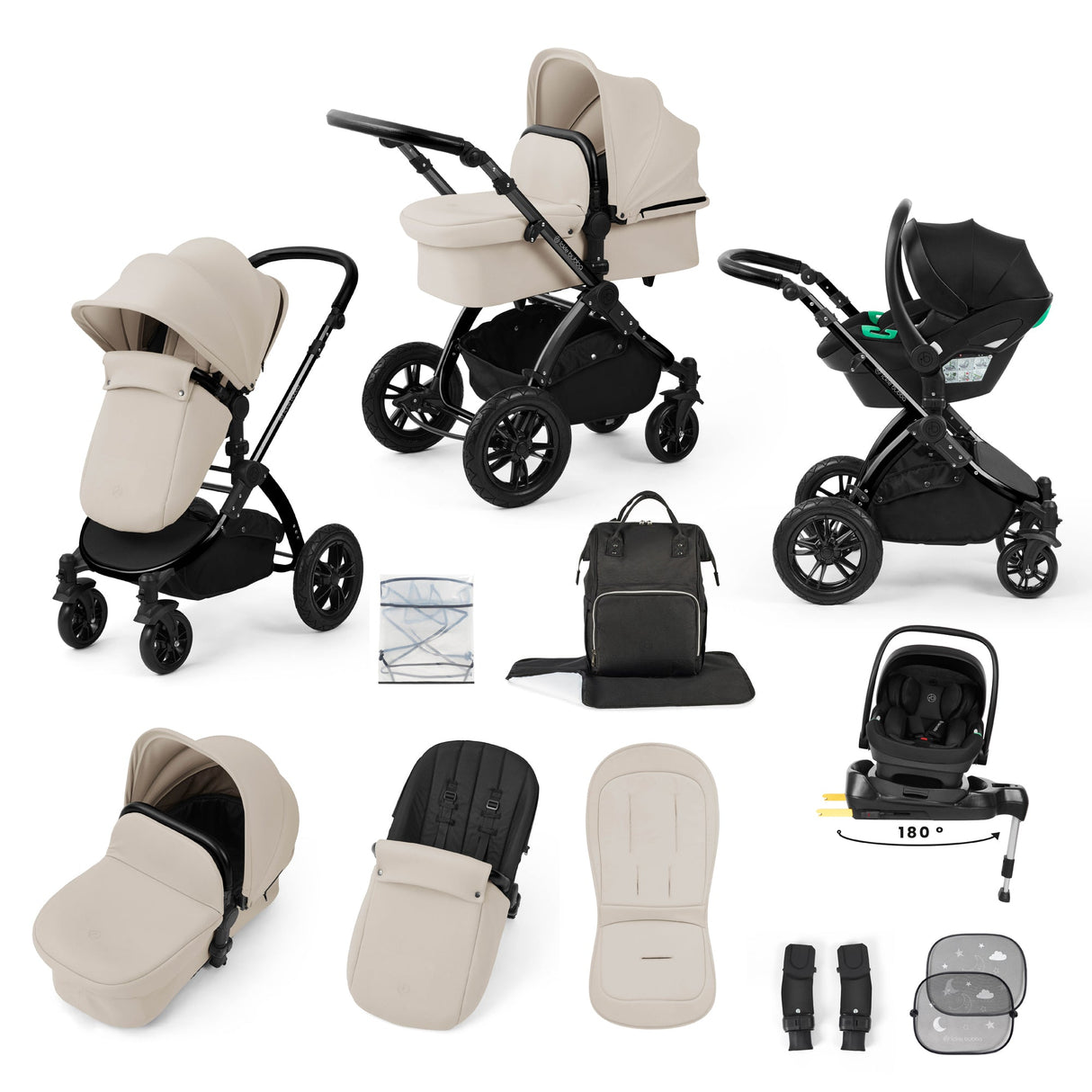 Ickle Bubba Stomp Luxe 12 Piece Travel System with i-Size Nimbus 180° Spin Car Seat & ISOFIX Base