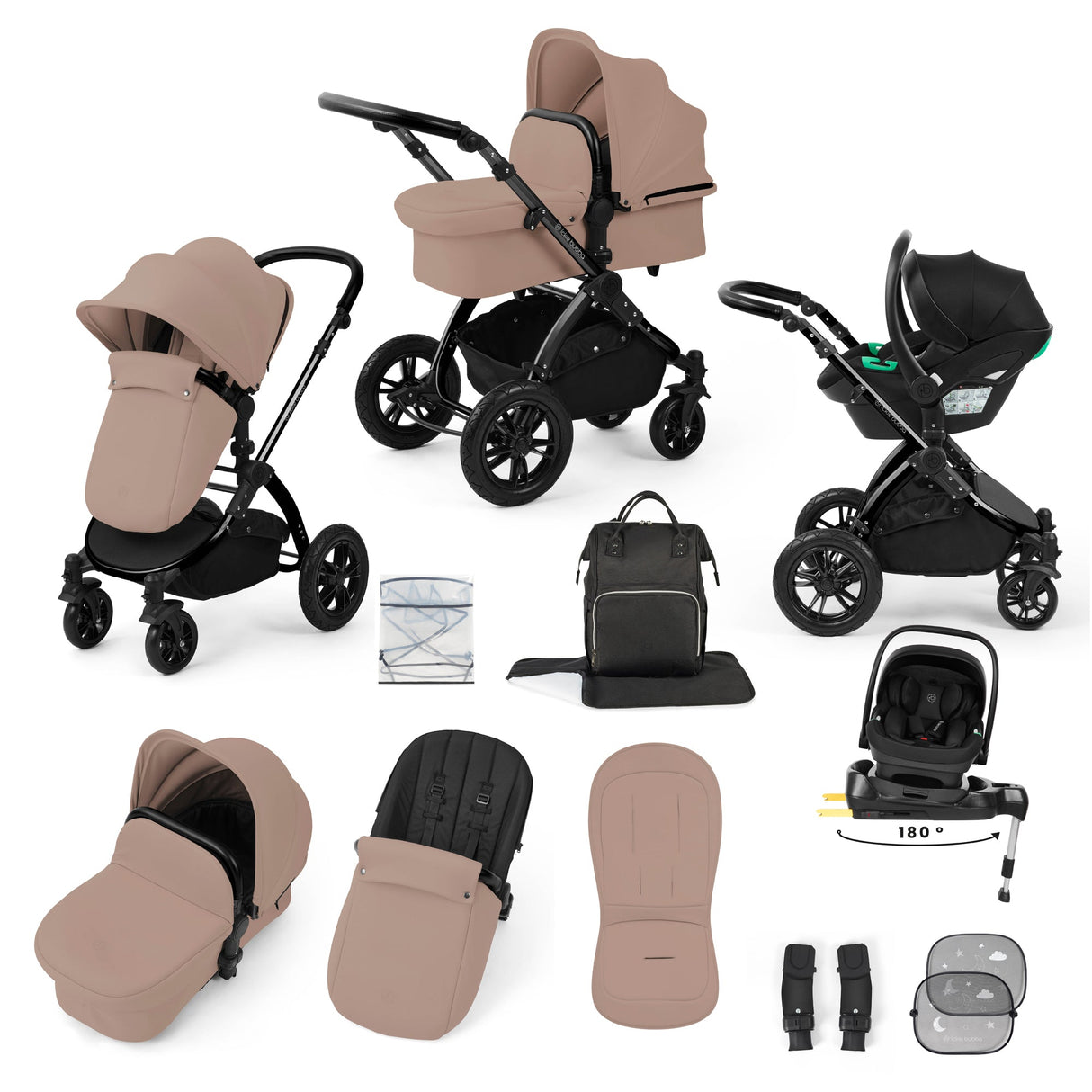 Ickle Bubba Stomp Luxe 12 Piece Travel System with i-Size Nimbus 180° Spin Car Seat & ISOFIX Base
