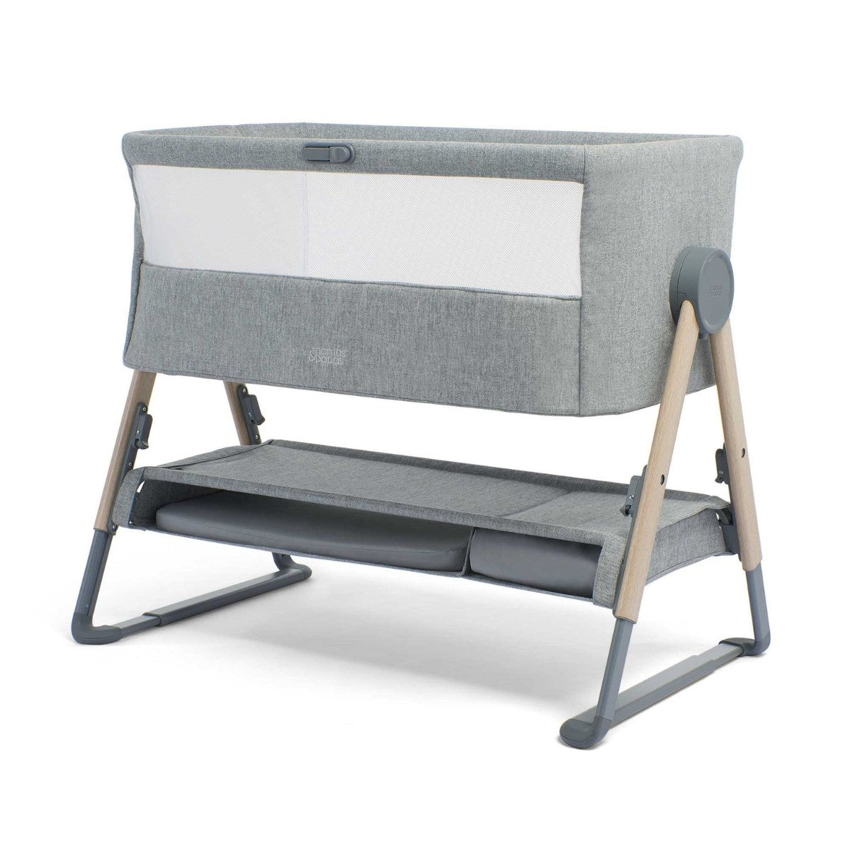 Mamas & Papas Lua Bedside Crib & Mattress Protector Bundle, Grey