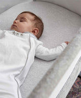 Mamas & Papas Lua Bedside Crib & Mattress Protector Bundle, Grey