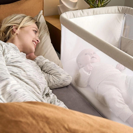 Mamas & Papas Lua Bedside Crib & Mattress Protector Bundle, Fawn
