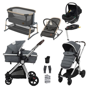 BabyLo Panorama XTi Premium Bundle & Travel System, Grey, Maxi Cosi Kori & Iora