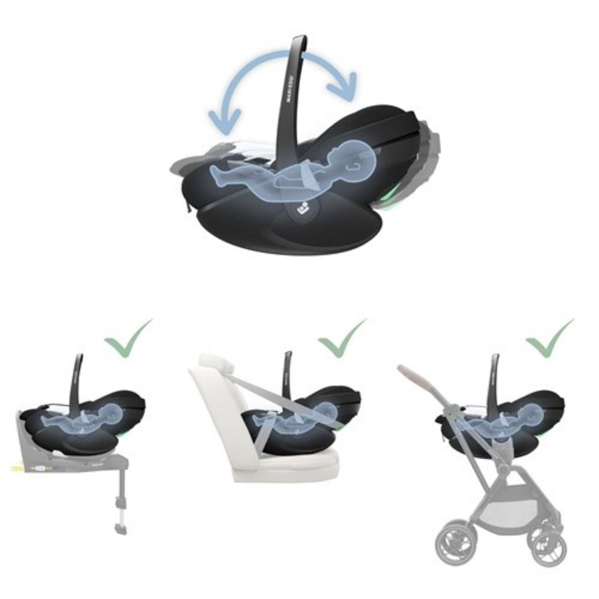 Egg Egg 3 Premium Travel System Bundle in Feather, With Maxi-Cosi Pebble 360 Pro² Car Seat & Base