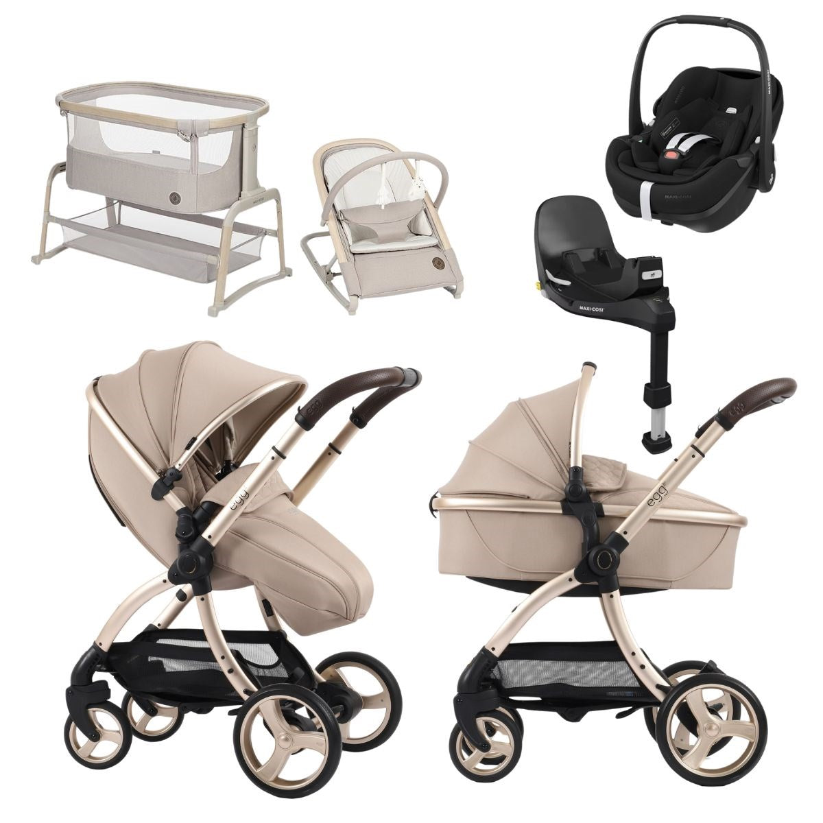 Egg Egg 3 Premium Travel System Bundle in Feather, With Maxi-Cosi Pebble 360 Pro² Car Seat & Base