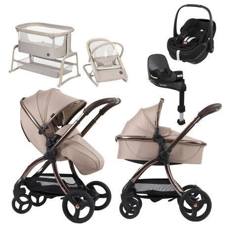 Egg Egg 3 Premium Travel System Bundle in Almond Houndstooth, With Maxi-Cosi Pebble 360 Pro² Car Seat & Base