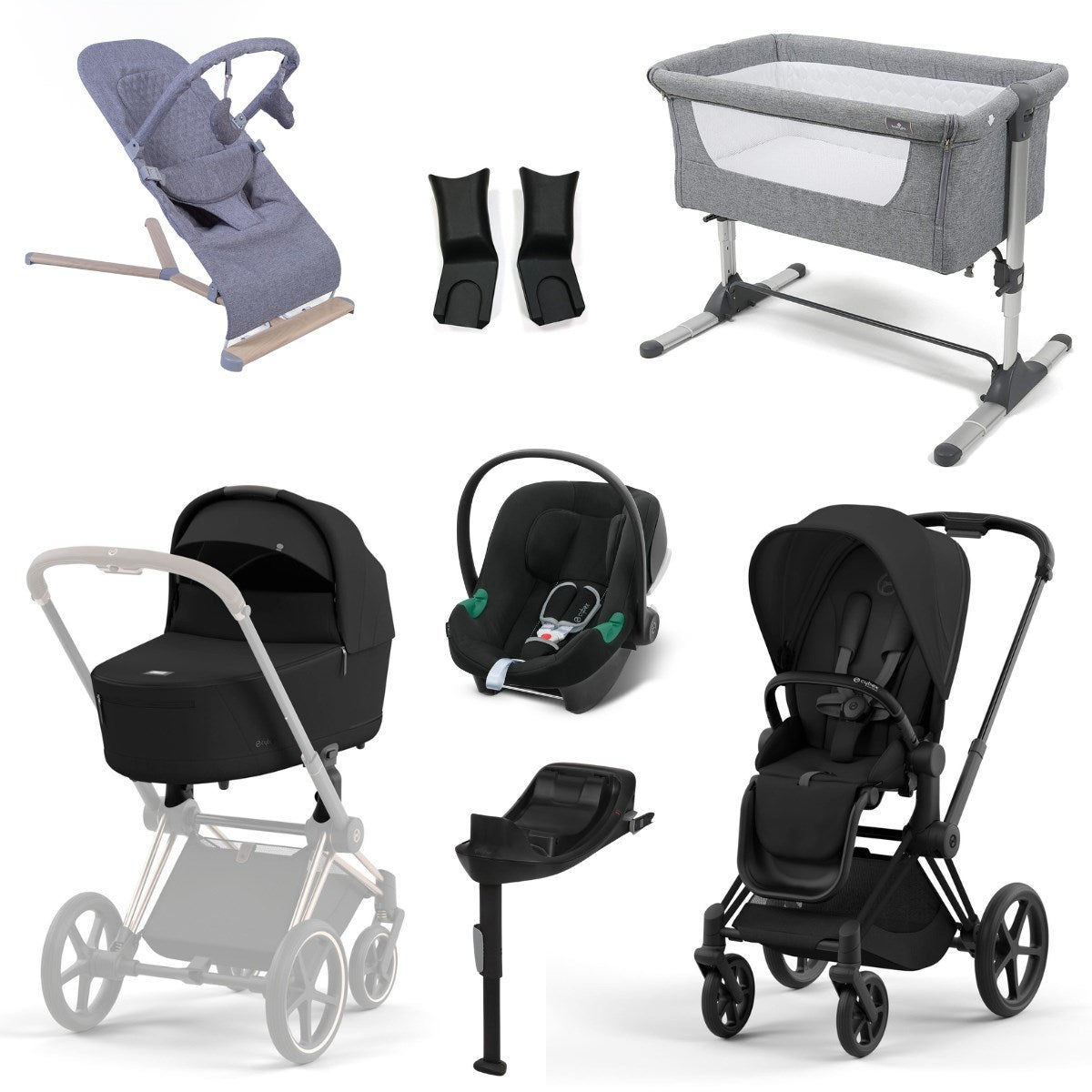 Cybex Priam Essential Travel & Nursery Bundle, Sepia Black / Matt Black