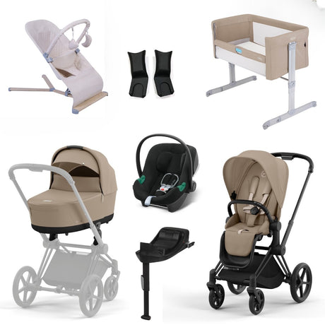 Cybex Priam Essential Travel & Nursery Bundle, Cozy Beige / Matt Black