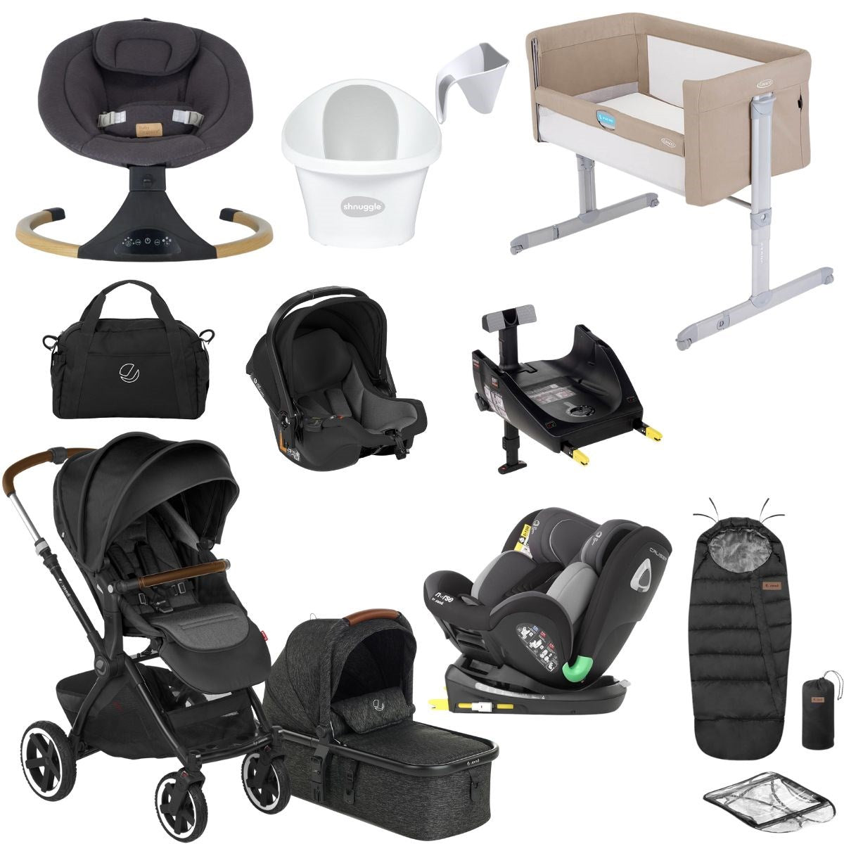 Jane Crosslight Essential Travel System & All You Need 0-12 Car Seat Bundle